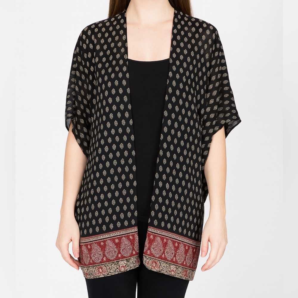 Maurices Women’s Paisley Print Boho Chiffon Relaxed Fit Coverup Kimono Size S/M